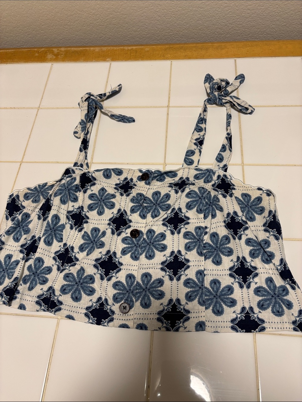 Women's Blue Floral Tie-Strap Skirt Set - Picture 2 of 9
